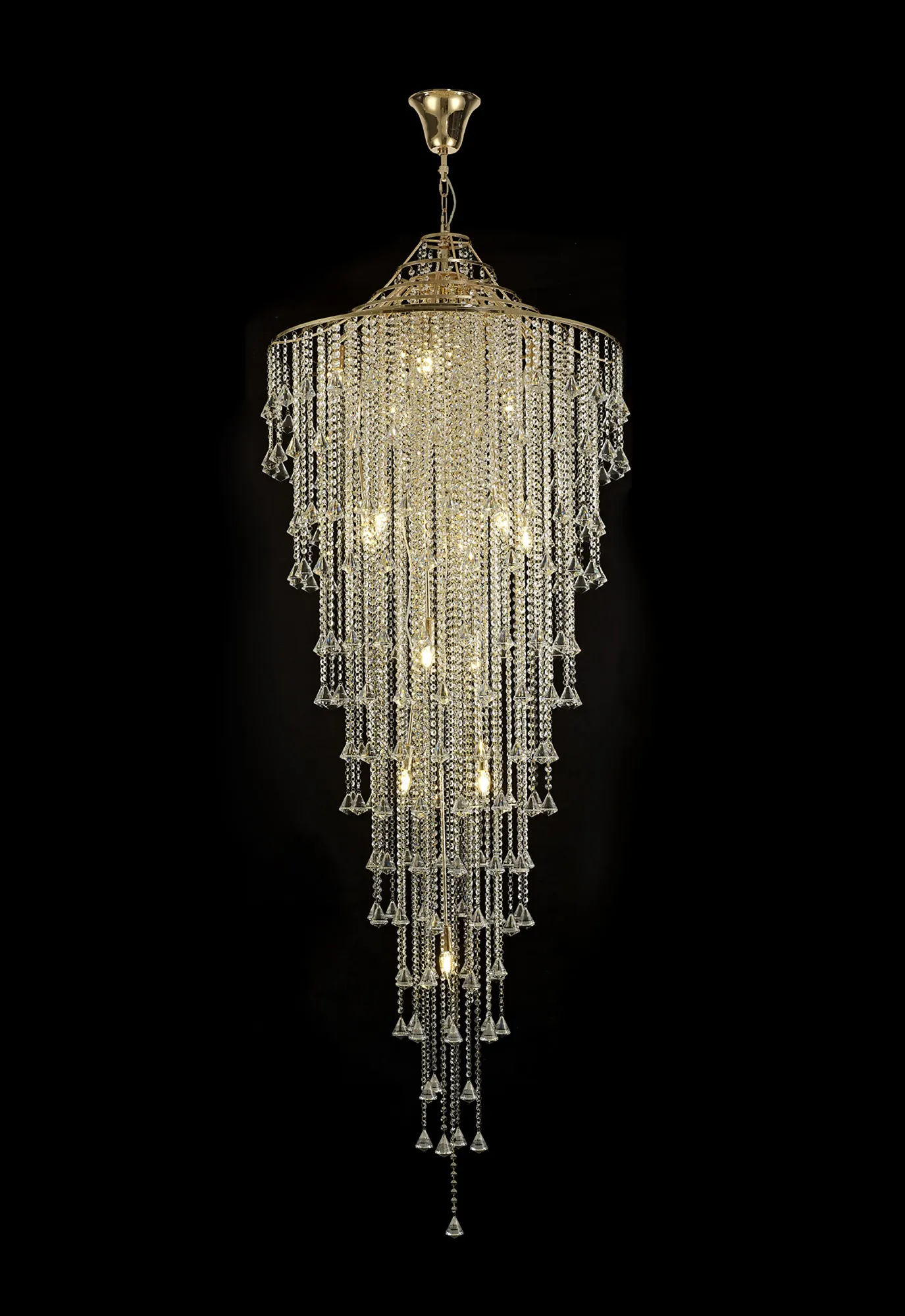 Inina French Gold Crystal Ceiling Lights Diyas Statement Crystal Fittings